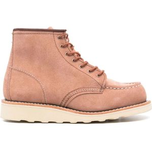 Red Wing Shoes, Klassieke Moc Leren Enkellaarzen Roze, Dames, Maat:37 1/2 EU