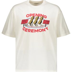 Opening Ceremony, Tops, Heren, Beige, XL, Polyester, Bedrukt Crew-neck T-shirt