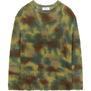 Laneus, Truien, Heren, Groen, M, Katoen, Tie Dye Camo Print Sweater