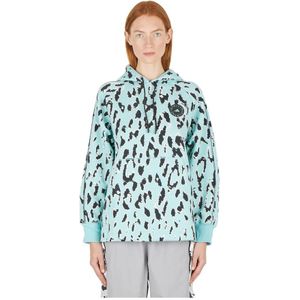 Adidas by Stella McCartney, Leopard Print Hoodie Blauw, Dames, Maat:S