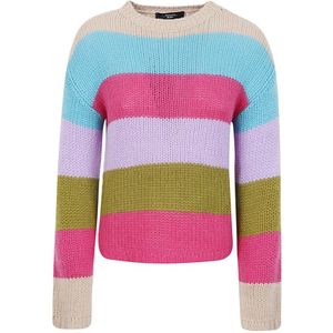 Max Mara Weekend, Truien, Dames, Veelkleurig, L, Kasjmier, Multicolor Cashmere Crewneck Sweater