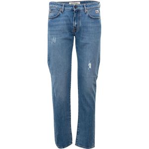 Roy Roger's, Jeans, Heren, Blauw, W33, Denim, Italiaanse Slim-Fit Denim Jeans