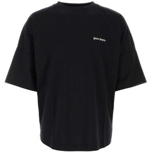 Palm Angels, Zwarte Oversized Katoenen T-shirt Zwart, Heren, Maat:XS
