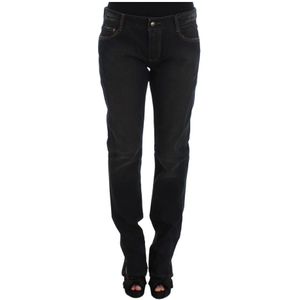 Ermanno Scervino, Jeans, Dames, Zwart, S, Katoen, Klassieke Blauwe Slim-Fit Boyfriend Jeans