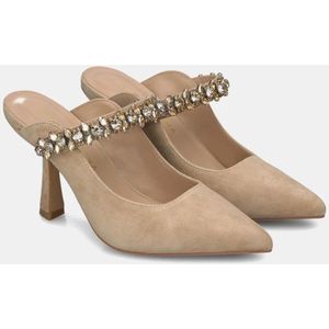 Alma EN Pena, Schoenen, Dames, Beige, 36 EU, Leer, Stijlvolle Slingback Schoen met Versierde Band