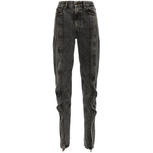Y/Project, Jeans, Dames, Zwart, W27, Katoen, Zwarte High-Waisted Tapered Leg Jeans