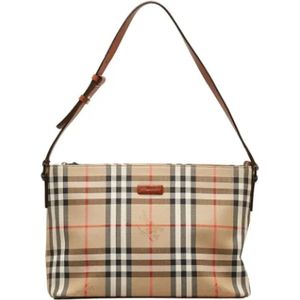 Burberry Vintage, Pre-owned, Dames, Beige, ONE Size, Leer, Pre-owned Canvas shoulder-bags