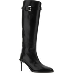 Ann Demeulemeester, Schoenen, Dames, Zwart, 39 EU, Leer, Zwarte Hoge Laarzen- Hakhoogte: 9 cm