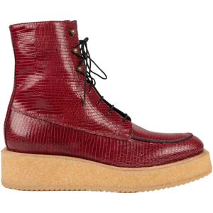 DEL Carlo, Rode leren veterschoenen Rood, Dames, Maat:38 EU