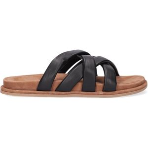 Notre-v, Schoenen, Dames, Zwart, 36 EU, Suède, Zwarte Gevlochten Leren Slippers