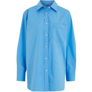 Tommy Hilfiger, Oversized Katoenen Poplin Shirt Blauw, Dames, Maat:2XS