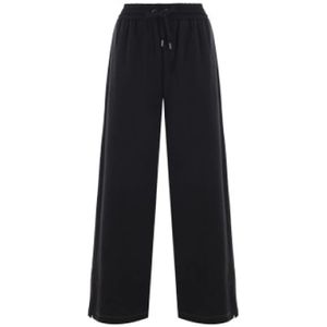 Brunello Cucinelli, Zwarte Oversize Joggingbroek met Contraststiksels Zwart, Dames, Maat:L