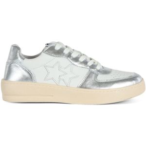 2Star, Schoenen, Dames, Grijs, 40 EU, Leer, Leren Sneakers met Veters