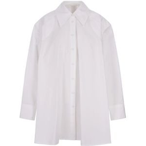 Jil Sander, Blouses & Shirts, Dames, Wit, S, Katoen, Witte Oversized Overhemd met Lange Mouwen