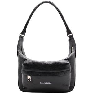 Balenciaga, Tassen, Dames, Zwart, ONE Size, Zwarte Raver Medium Tas met Handvat