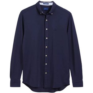 Gant, Blouses & Shirts, Dames, Blauw, L, Katoen, Regular Fit Overhemd
