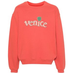 Erl, Sweatshirts & Hoodies, Heren, Rood, S, Venice Crewneck Sweatshirt in Rood