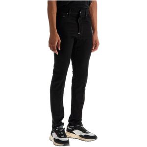 Dsquared2, Jeans, Heren, Zwart, L, Katoen, Zwarte Katoenen Slim Fit Jeans