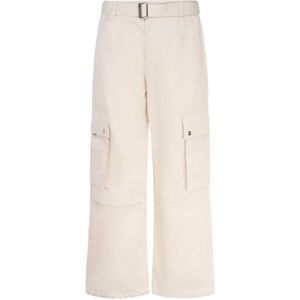 Jacquemus, Broeken, Heren, Beige, S, Katoen, Beige Cargo Broek met Riemlussen