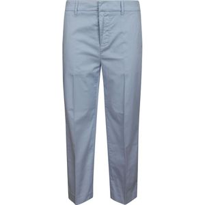 Dondup, Broeken, Dames, Blauw, W29, Katoen, Slim Chino Cropped Broek Lichtgewicht Katoen