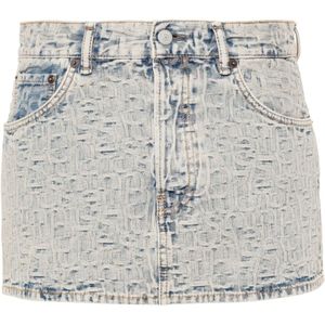 Acne Studios, Monogram Jacquard Denim Rok Blauw, Dames, Maat:M