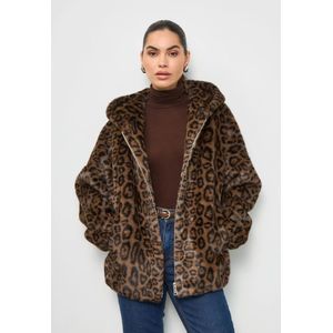 Cesare Gaspari, Jassen, Dames, Bruin, XL, Polyester, Urban Faux Fur Jacket - Leopard