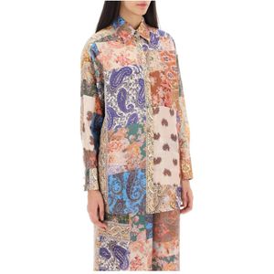 Zimmermann, Zijden overhemd met patchwork-effect en paisley- en bloemenmotieven Veelkleurig, Dames, Maat:M