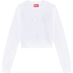 Diesel, Sweatshirts & Hoodies, Dames, Wit, M, Katoen, Cropped sweatshirt with cut-out logo