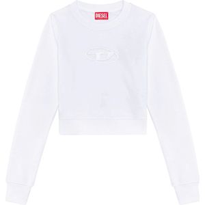 Diesel, Cropped sweatshirt with cut-out logo Wit, Dames, Maat:M