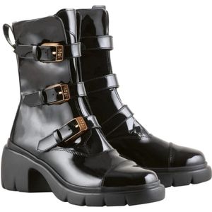 Högl, Schoenen, Dames, Zwart, 41 1/2 EU, Leer, Zwarte Biker Booties - Dames Enkellaarzen