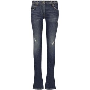 Dolce & Gabbana, Jeans, Dames, Blauw, S, Katoen, Blauwe Slim-Fit Jeans met Ripped Details