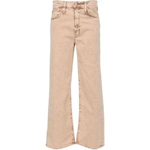 Mother, Jeans, Dames, Beige, W25, Katoen, Beige Straight Leg Jeans