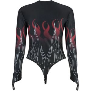 Vision OF Super, Tops, Dames, Veelkleurig, S, Polyester, Flames Print Lange Mouw Bodysuit