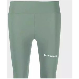 Palm Angels, Broeken, Dames, Groen, S, Polyester, Groene leggings met zijstrepen