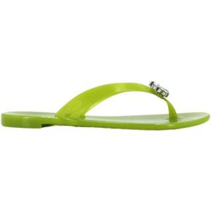 Casadei, Jelly PVC Slippers met Swarovski Groen, Dames, Maat:38 EU