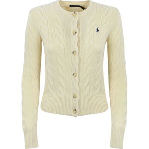 Ralph Lauren, Truien, Dames, Wit, 2Xs, Wol, Gevlochten Cardigan voor dames