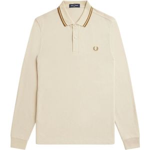 Fred Perry, Klassiek poloshirt met lange mouwen Beige, Heren, Maat:M