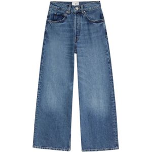 Anine Bing, Jeans, Dames, Blauw, W30, Denim, Hoge taille wijde pijp denim jeans