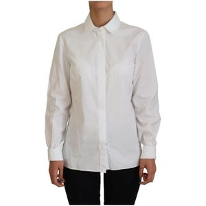 Dolce & Gabbana, Blouses & Shirts, Dames, Wit, M, Katoen, Wit Katoenen Kraag Top