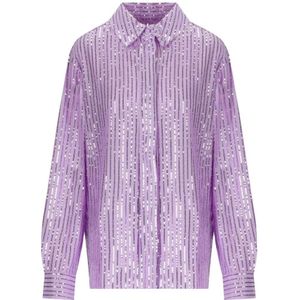 Stine Goya, Blouses & Shirts, Dames, Paars, S, Polyester, Lila Paillet Applicatie Oversized Shirt