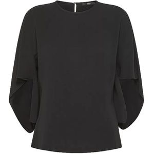 Seventy, Blouses & Shirts, Dames, Zwart, L, Zwarte Crepe Blouse met Asymmetrische Mouwen