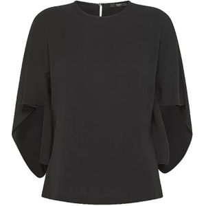 Seventy, Zwarte Crepe Blouse met Asymmetrische Mouwen Zwart, Dames, Maat:M