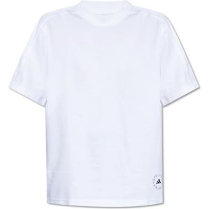 Adidas by Stella McCartney, Tops, Dames, Wit, L, Katoen, T-shirt met logo