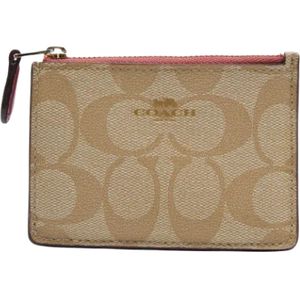 Coach Pre-owned, Pre-owned, Dames, Beige, ONE Size, Leer, Pre-owned Coated canvas wallets