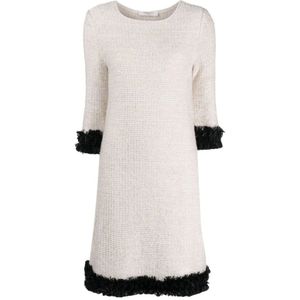 Charlott, Knitted Kleedjes Wit, Dames, Maat:L