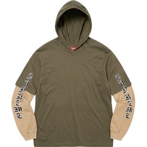 Supreme, Sweatshirts & Hoodies, Heren, Groen, XL, Katoen, Gelaagde capuchontrui olijf