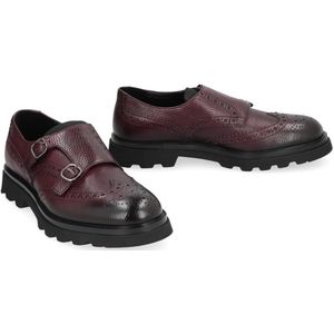 Doucal's, Schoenen, Heren, Paars, 44 EU, Leer, Elen Leren Monk-Strap Schoenen