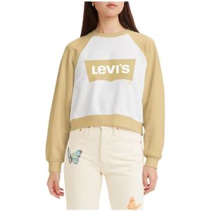 Levi's, Sweatshirts & Hoodies, Dames, Geel, M, Katoen, Gele Bedrukte Sweatshirt voor Vrouwen