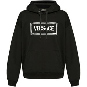 Versace, Sweatshirts & Hoodies, Heren, Zwart, M, Katoen, Sweatshirt met logo