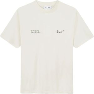 Olaf Hussein, Tops, Heren, Wit, L, Modern Logo T-shirt